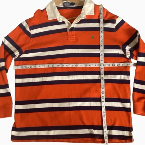 Polo Ralph Lauren Classic Orange and Navy Stripe Rugby Jersey. XL - Picture 6 of 6